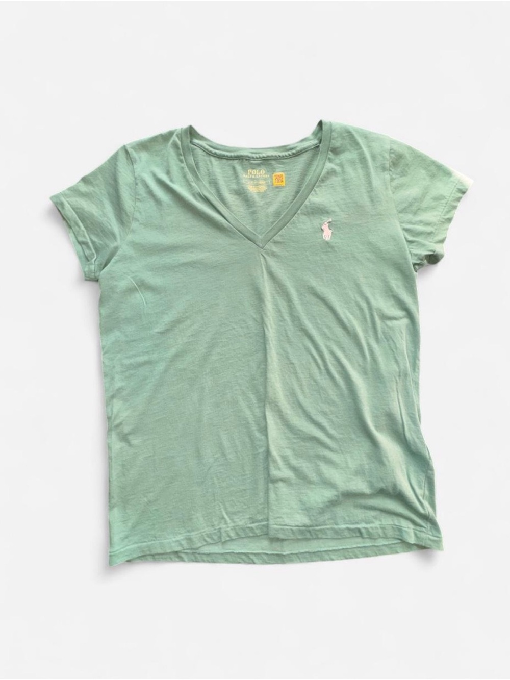 Ralph Lauren Women's V-Neck Tee in Pale Green